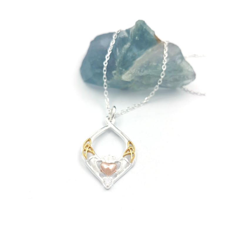 Womens Sterling Silver Claddagh Gift Set. Pictured Flat.