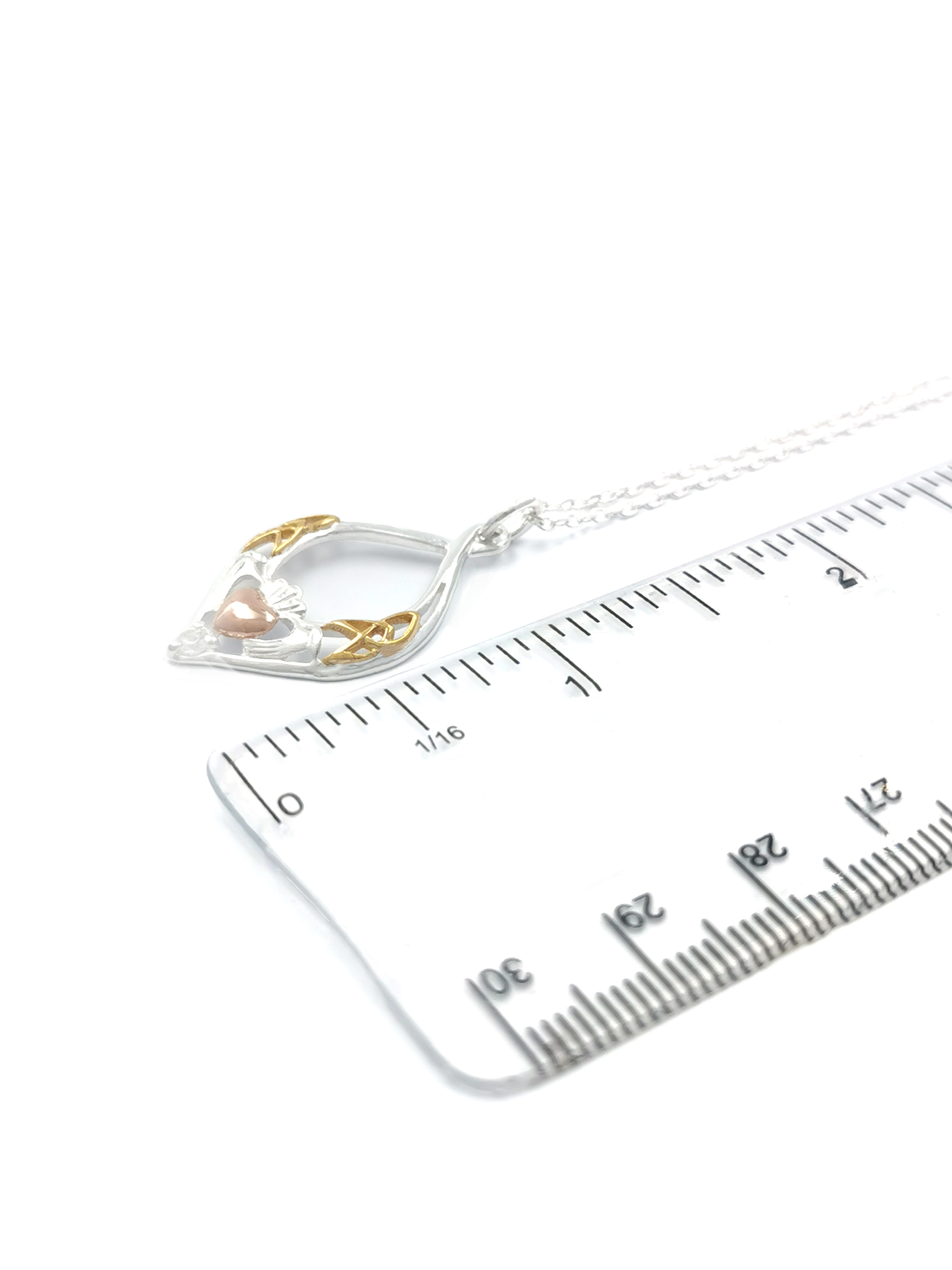 Womens Real Sterling Silver Claddagh Gift Set. Picture For Scale.