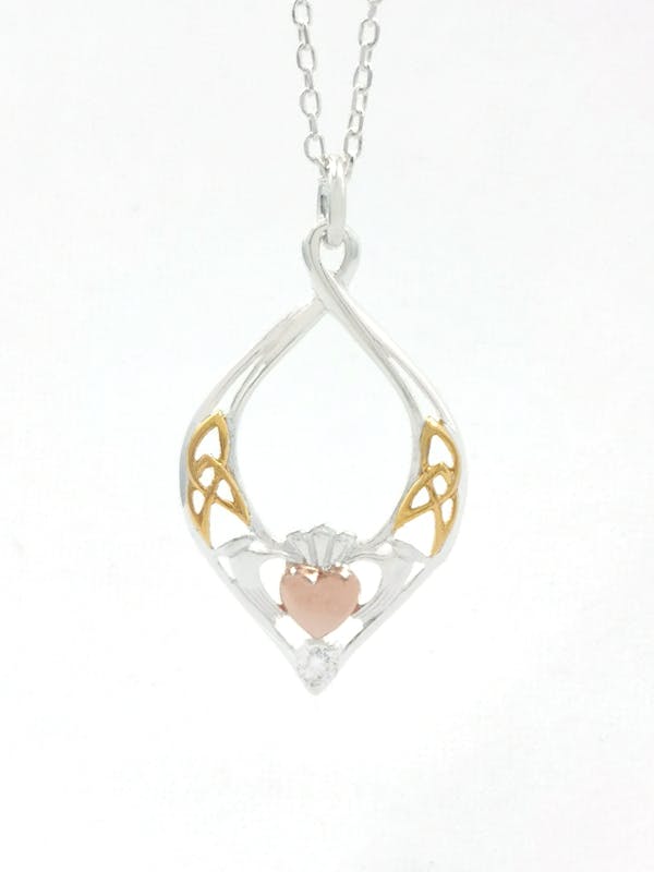 Womens Claddagh Necklace in Real Sterling Silver. Picture Of The Back.