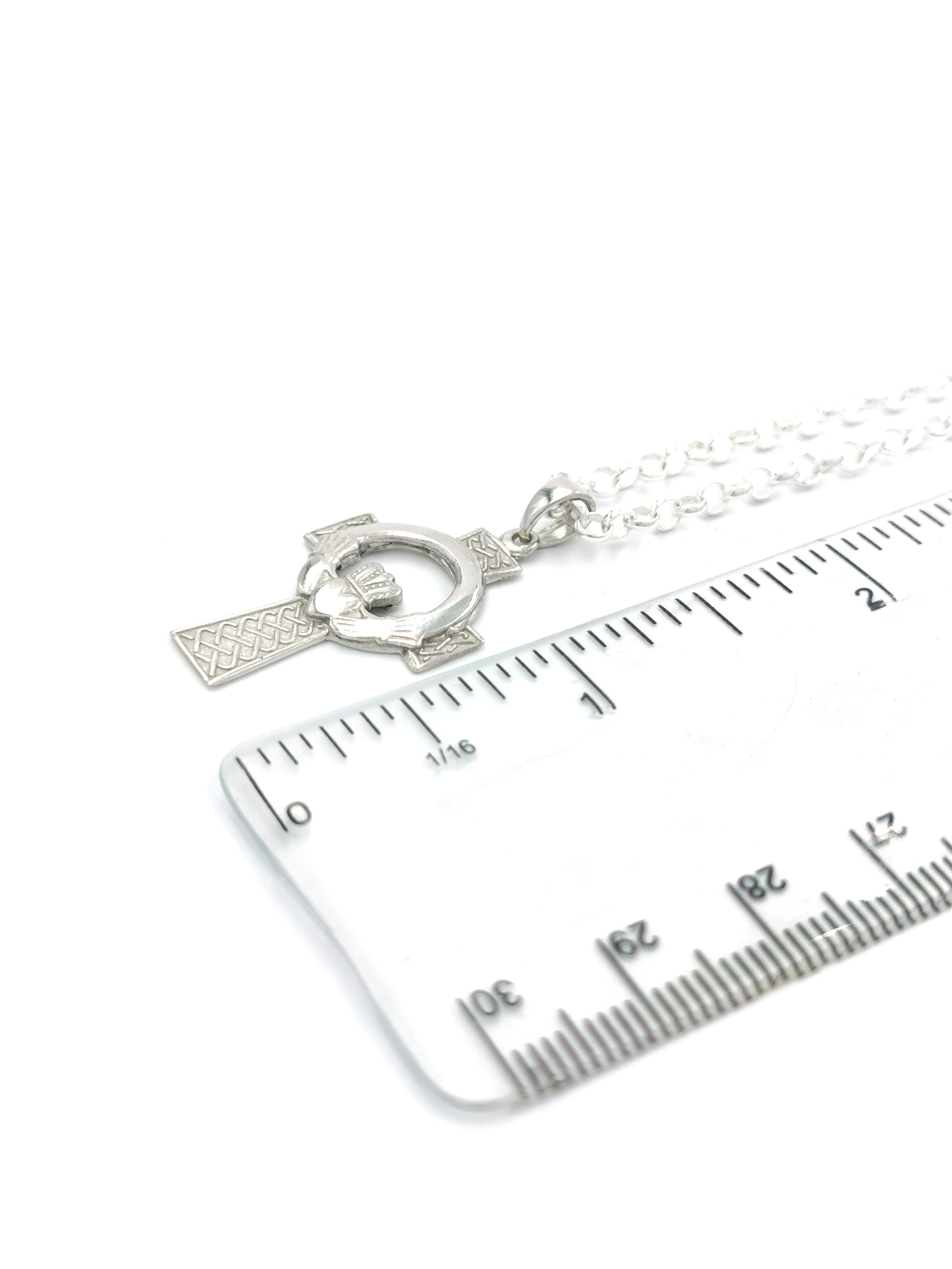 Real Sterling Silver Celtic Cross Necklace. Picture For Scale.