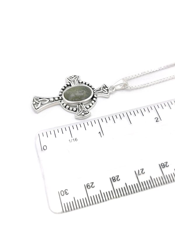 Womens Sterling Silver Celtic Cross Necklace. Picture For Scale.