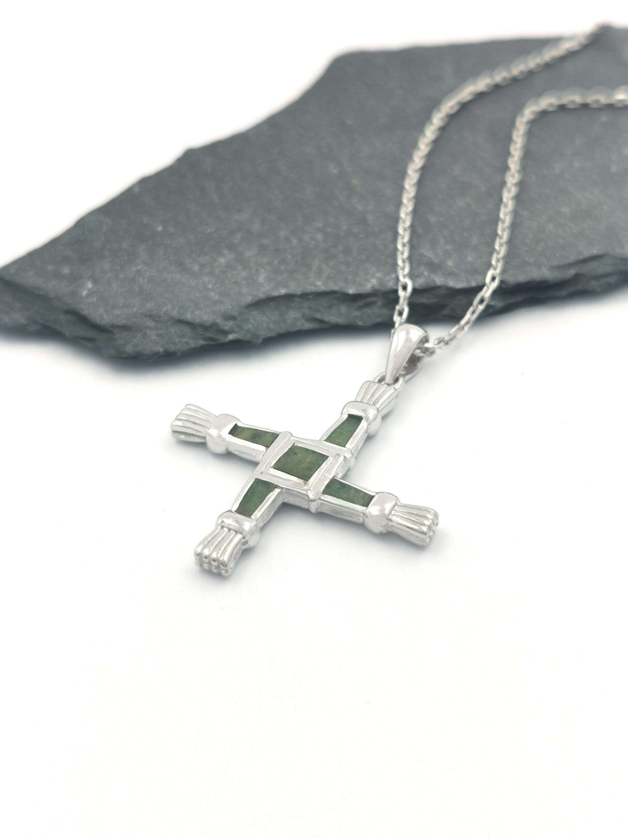 Sterling Silver Connemara Marble St Brigid's Cross Necklace, From…