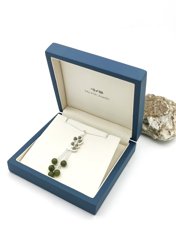 Womens Sterling Silver Shamrock Necklace. In Luxury Packaging.