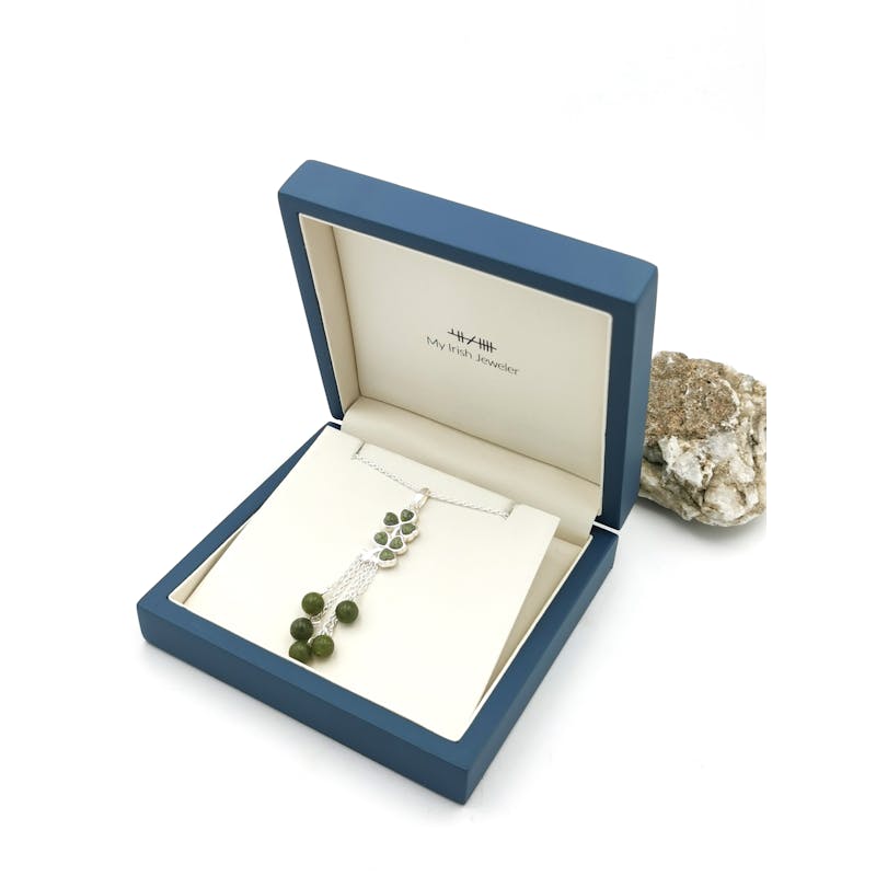 Womens Sterling Silver Shamrock Necklace. In Luxury Packaging.