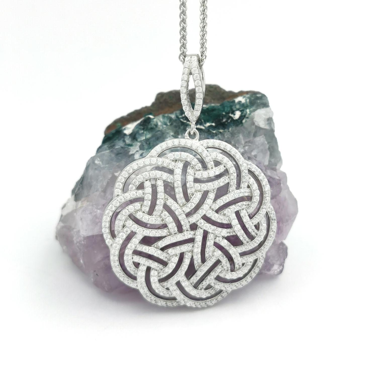 Sterling Silver Interlace CZ Necklace