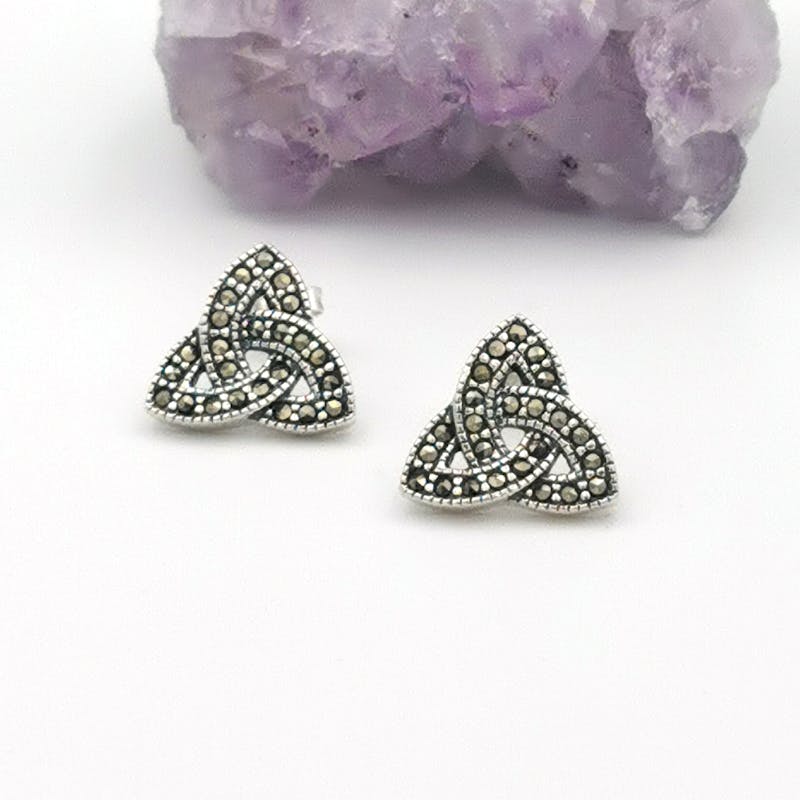 Sterling Silver Stud Marcasite Earrings Made In Ireland