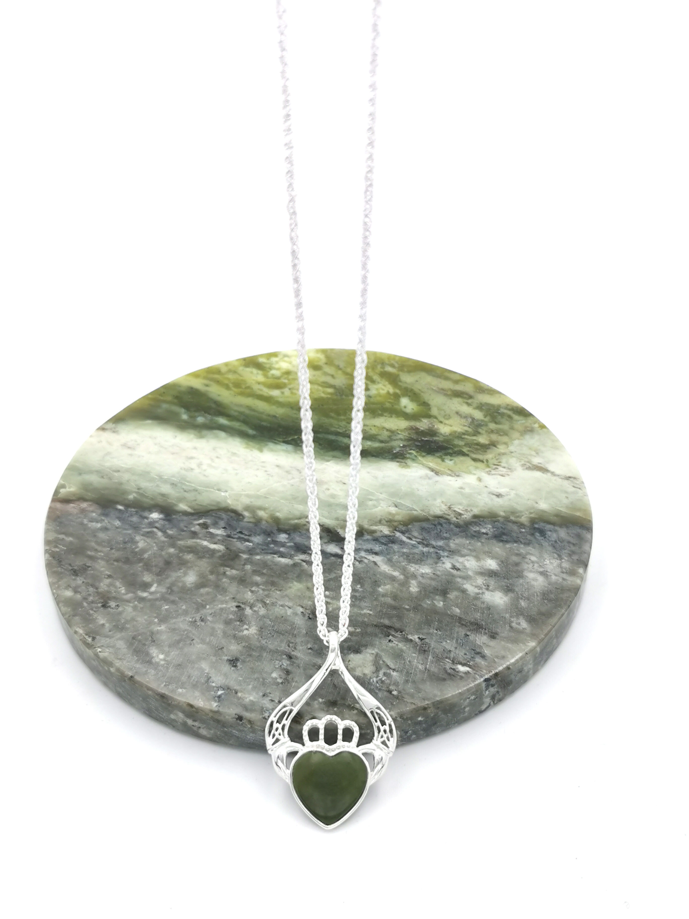 Claddagh & Connemara Marble - Shown on Wheat Chain