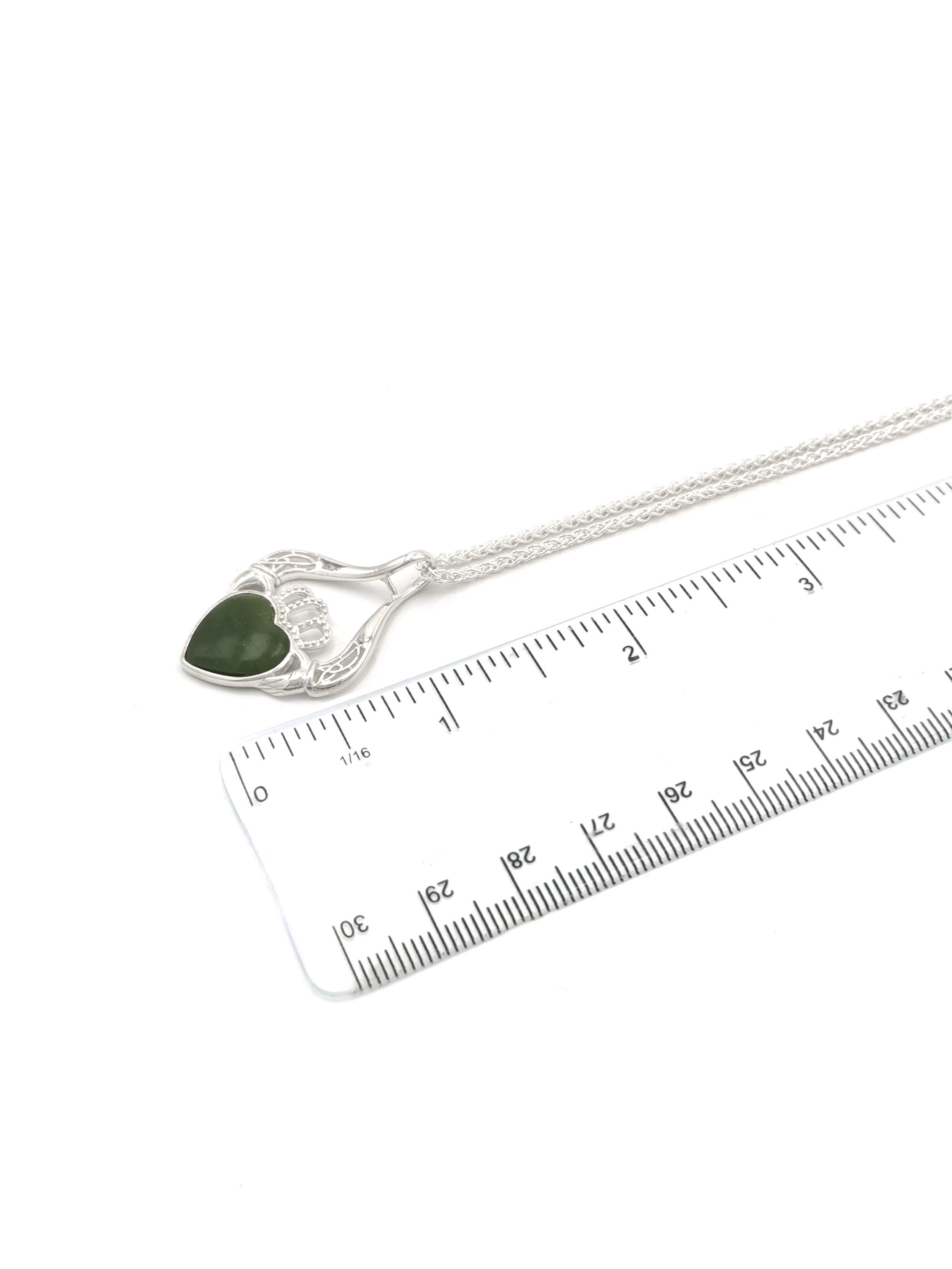 Irish Sterling Silver Claddagh Necklace For Women. Picture For Scale.