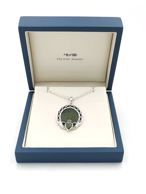 Large Attractive Sterling Silver Claddagh Necklace For Women. In Luxury Packaging.