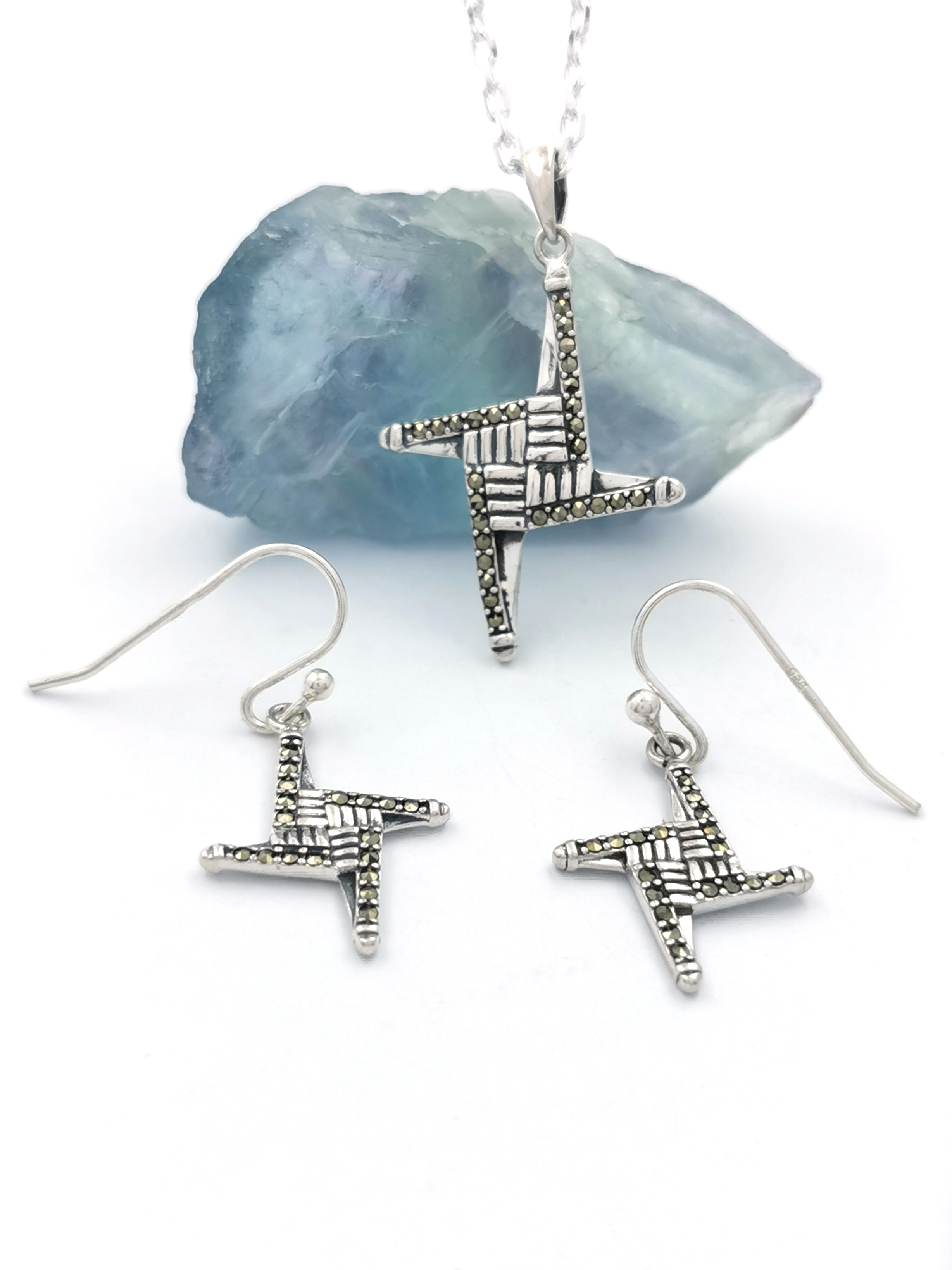 St Brigids Cross - Pendant and Matching Earrings