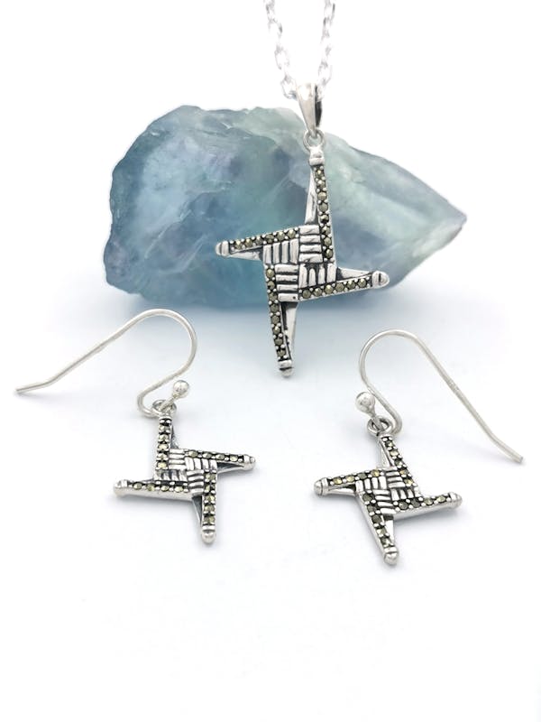 St Brigids Cross - Pendant and Matching Earrings