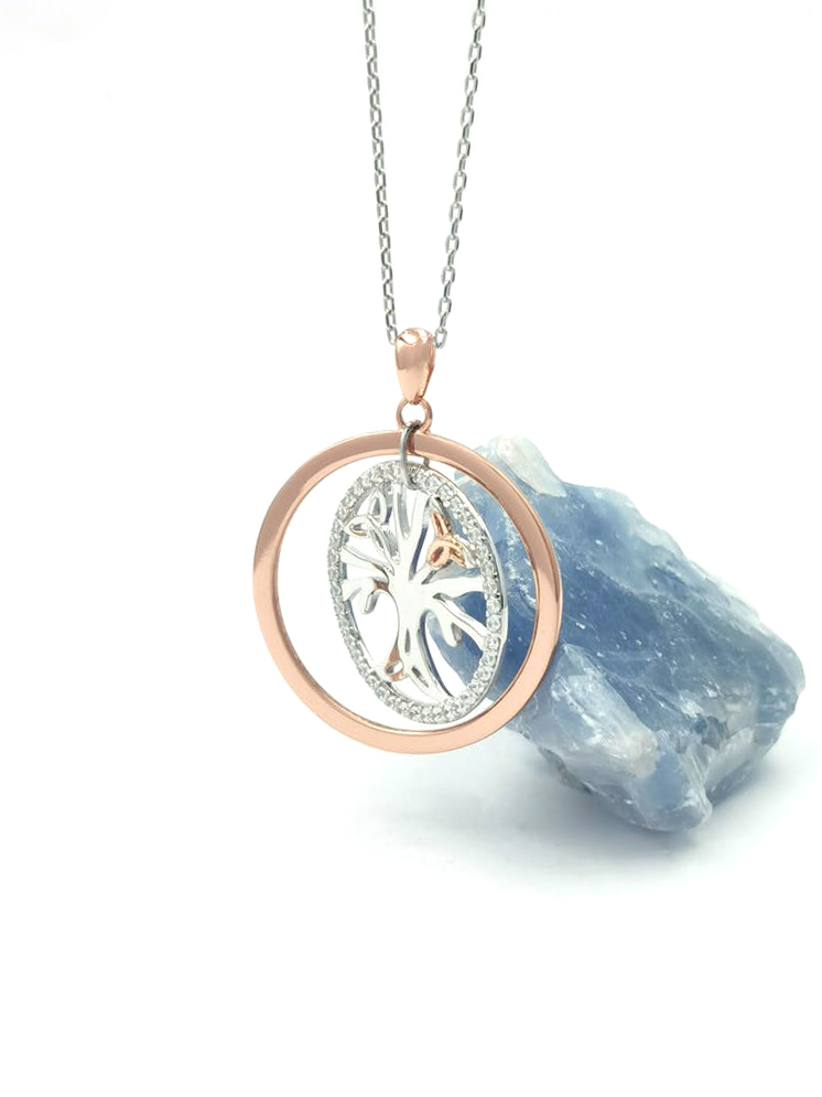 Irish Sterling Silver & Rose Gold Tree of Life Gift Set For Women