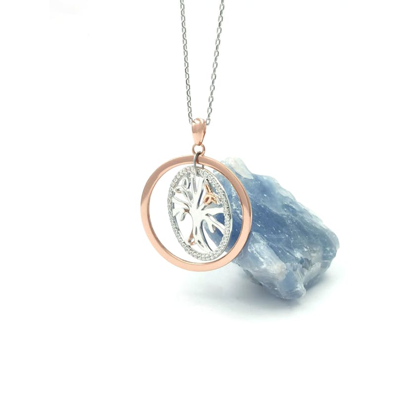Irish Sterling Silver & Rose Gold Tree of Life Gift Set For Women