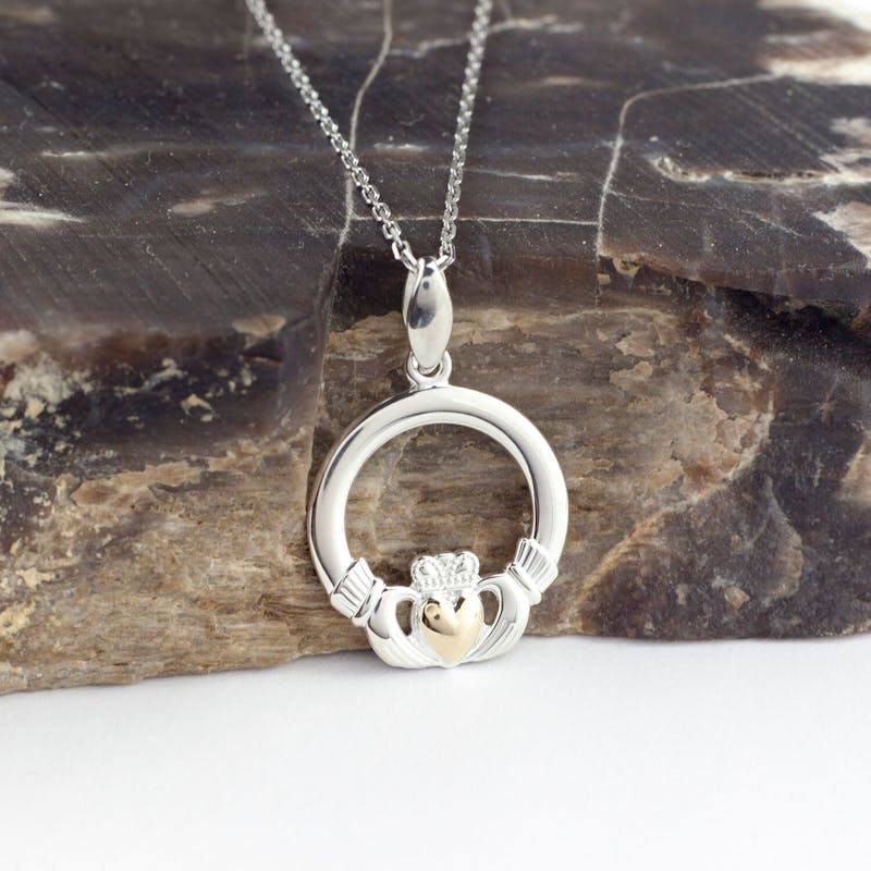 Sterling Silver And 10k Gold Claddagh Pendant