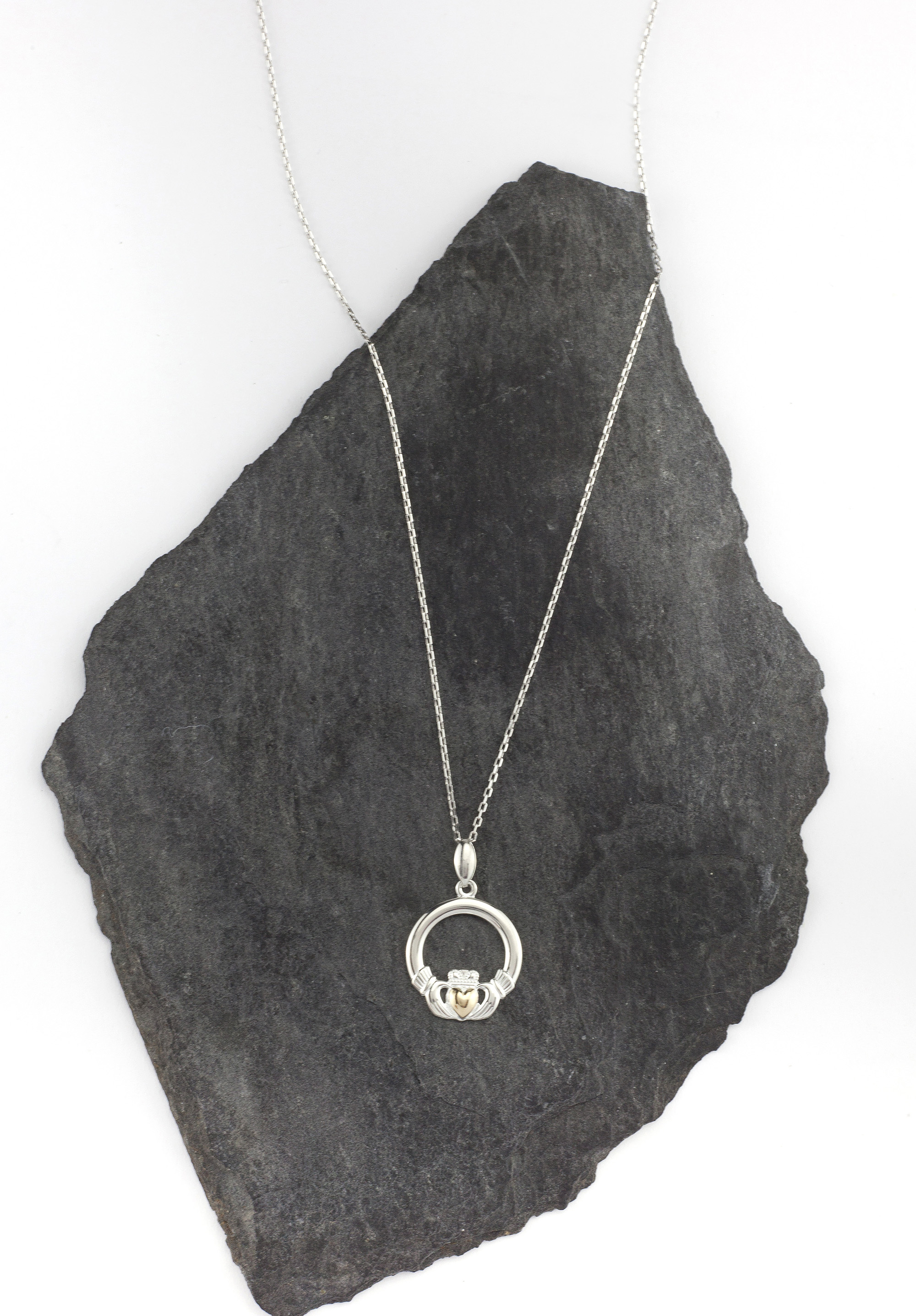 Claddagh - Shown with Light Cable Chain