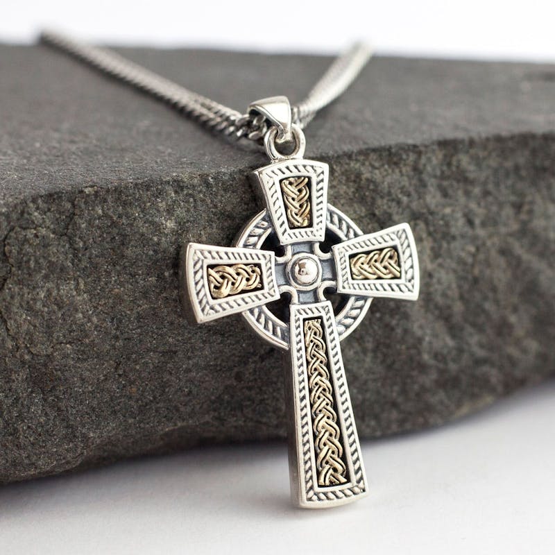 Men's Celtic Cross Dog Tag Necklace