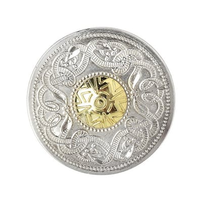 Silver Celtic Warrior Brooch with 18K Gold Bead