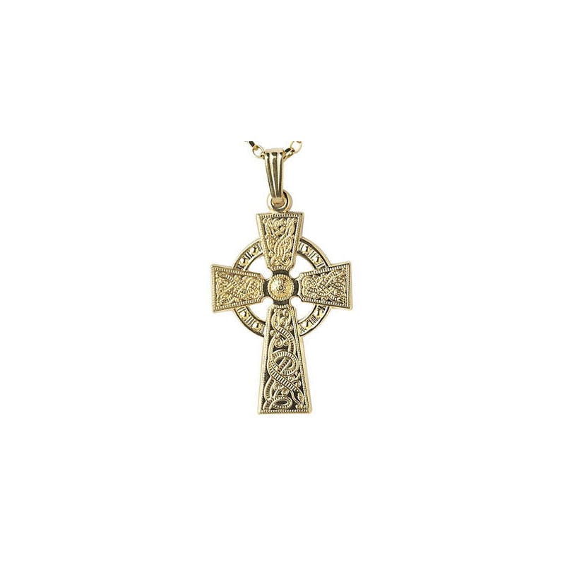 Real Yellow Gold Celtic Warrior & Celtic Cross Necklace