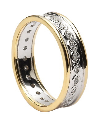 Womens White Gold & Yellow Gold Celtic Knot 7.5mm Ring