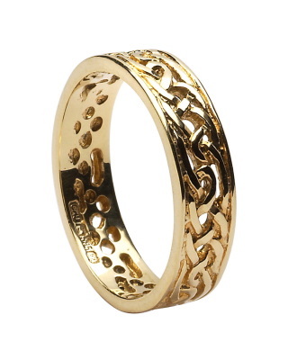 Irish Yellow Gold Celtic Knot 6.9mm Ring For Women