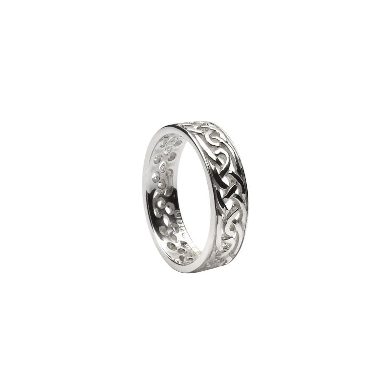 Genuine 14K White Gold Celtic Knot 6.9mm Ring For Women