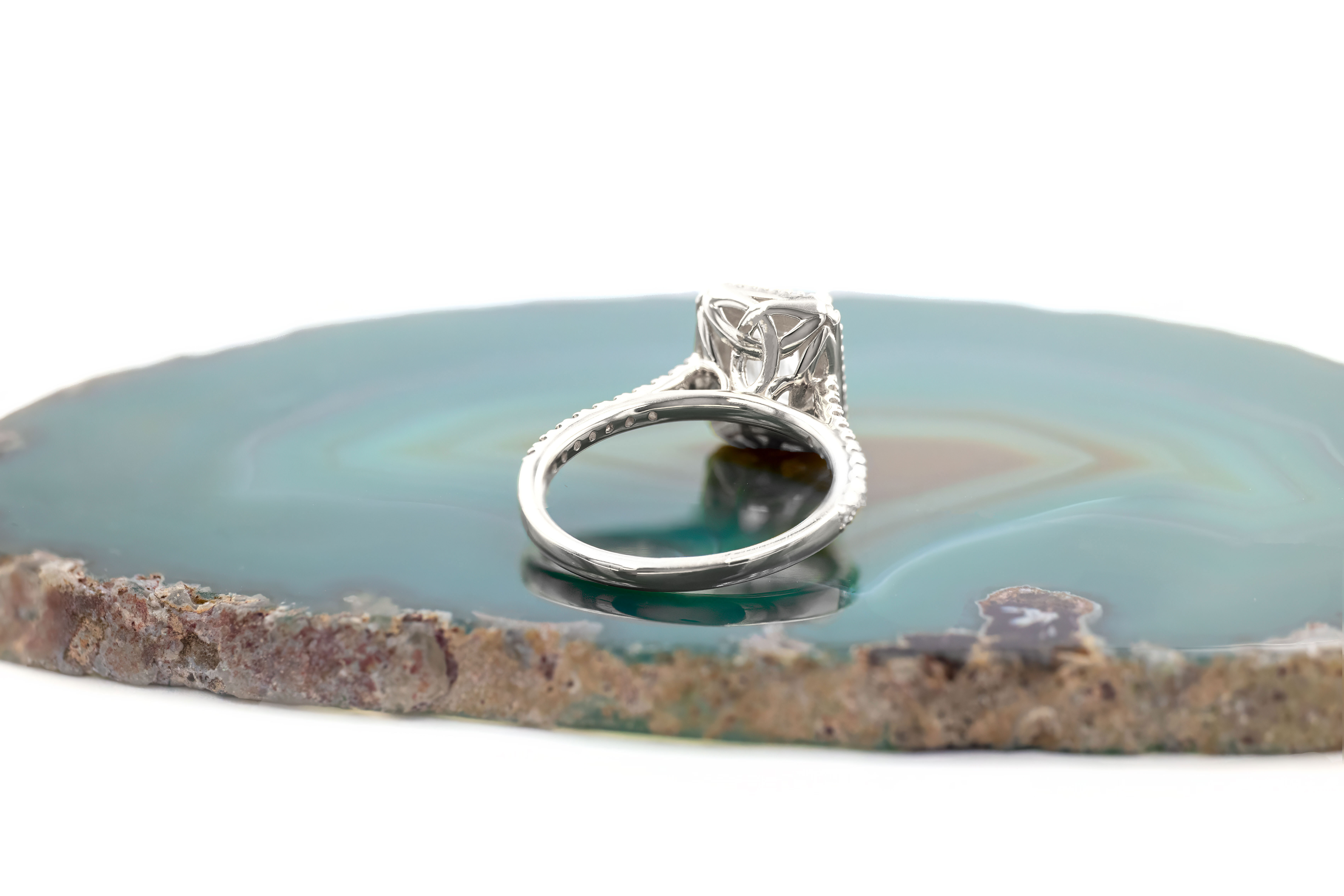 Genuine White Gold Trinity Knot Ring With a Polished Finish For Women. Picture Of The Back.