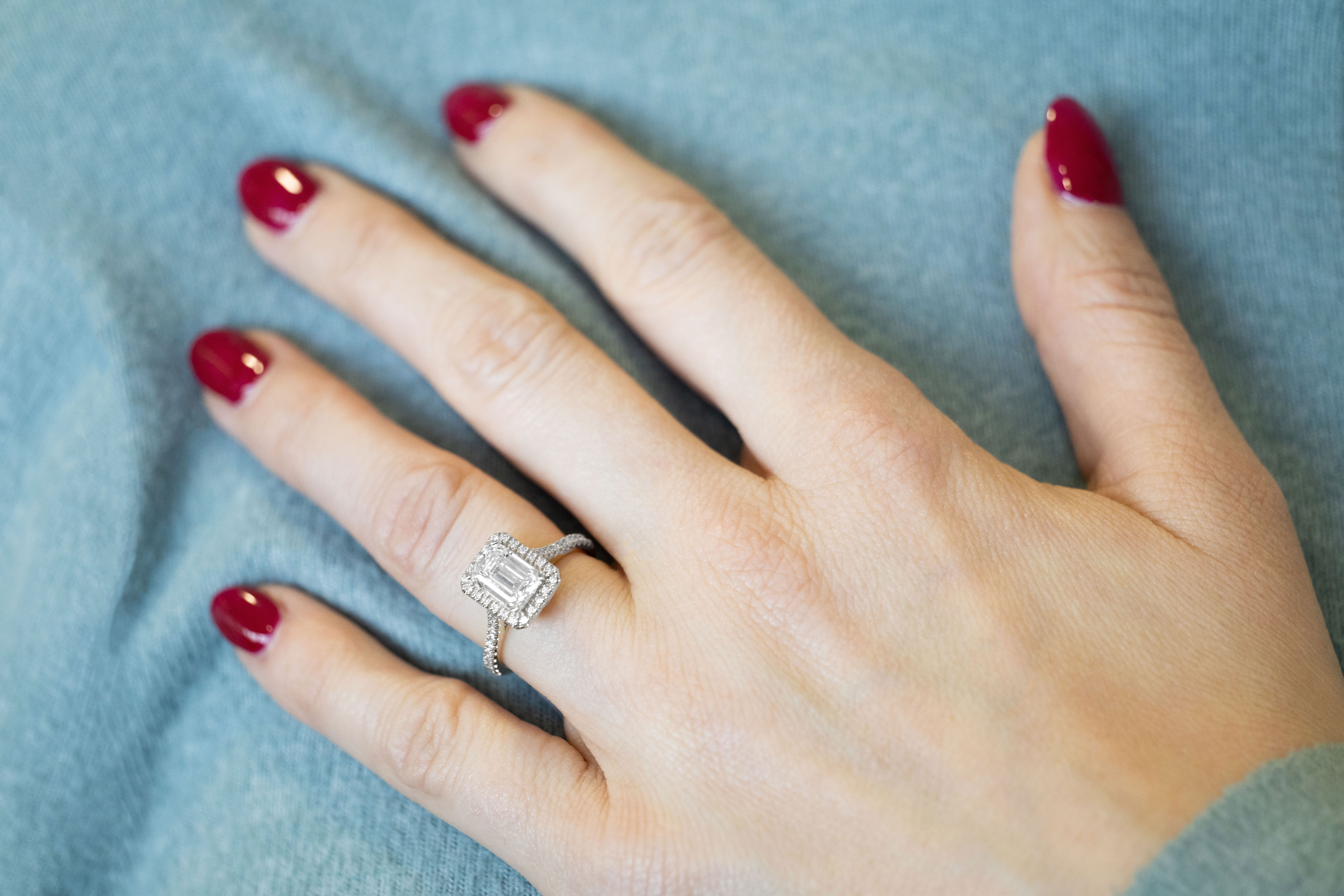 Womens Trinity Knot Ring in 14K White Gold With a Polished Finish - Model Photo