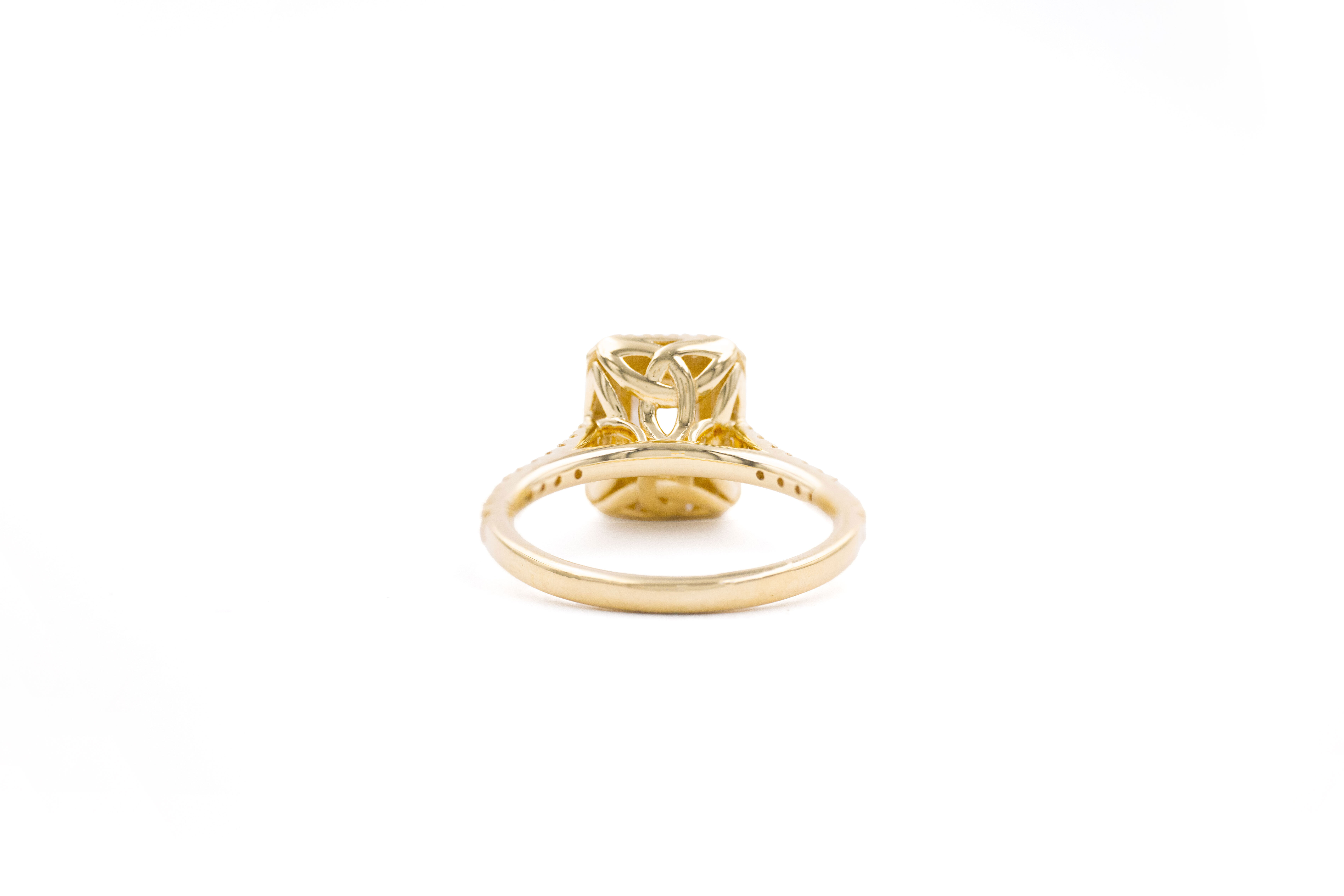 Womens Trinity Knot 2.00ct Lab Grown Diamond Engagement Ring in 14K Yellow Gold. Picture Of The Back.