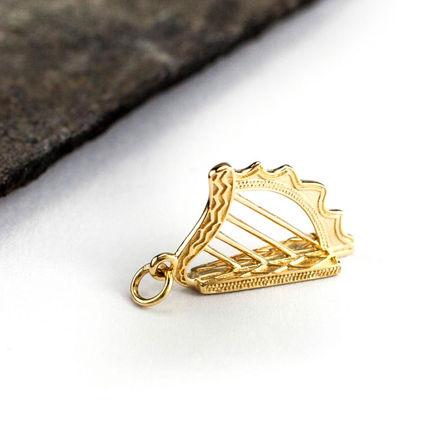 Solid 9ct Gold Harp Charm store Pendant