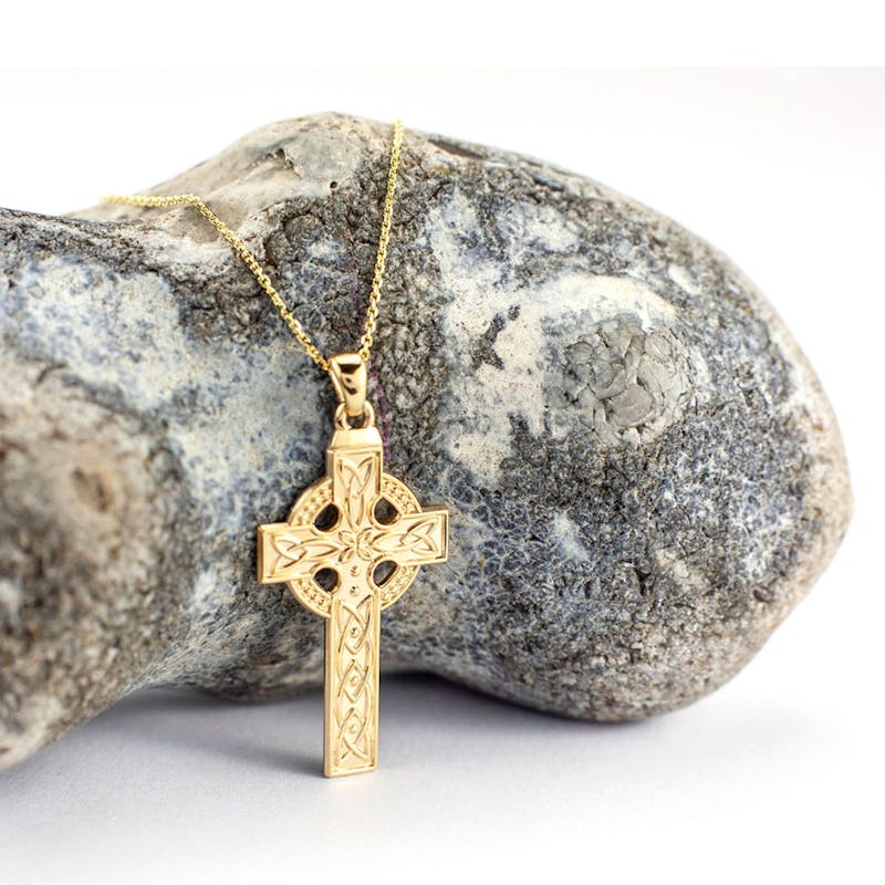 14K Gold Large Celtic Cross Pendant
