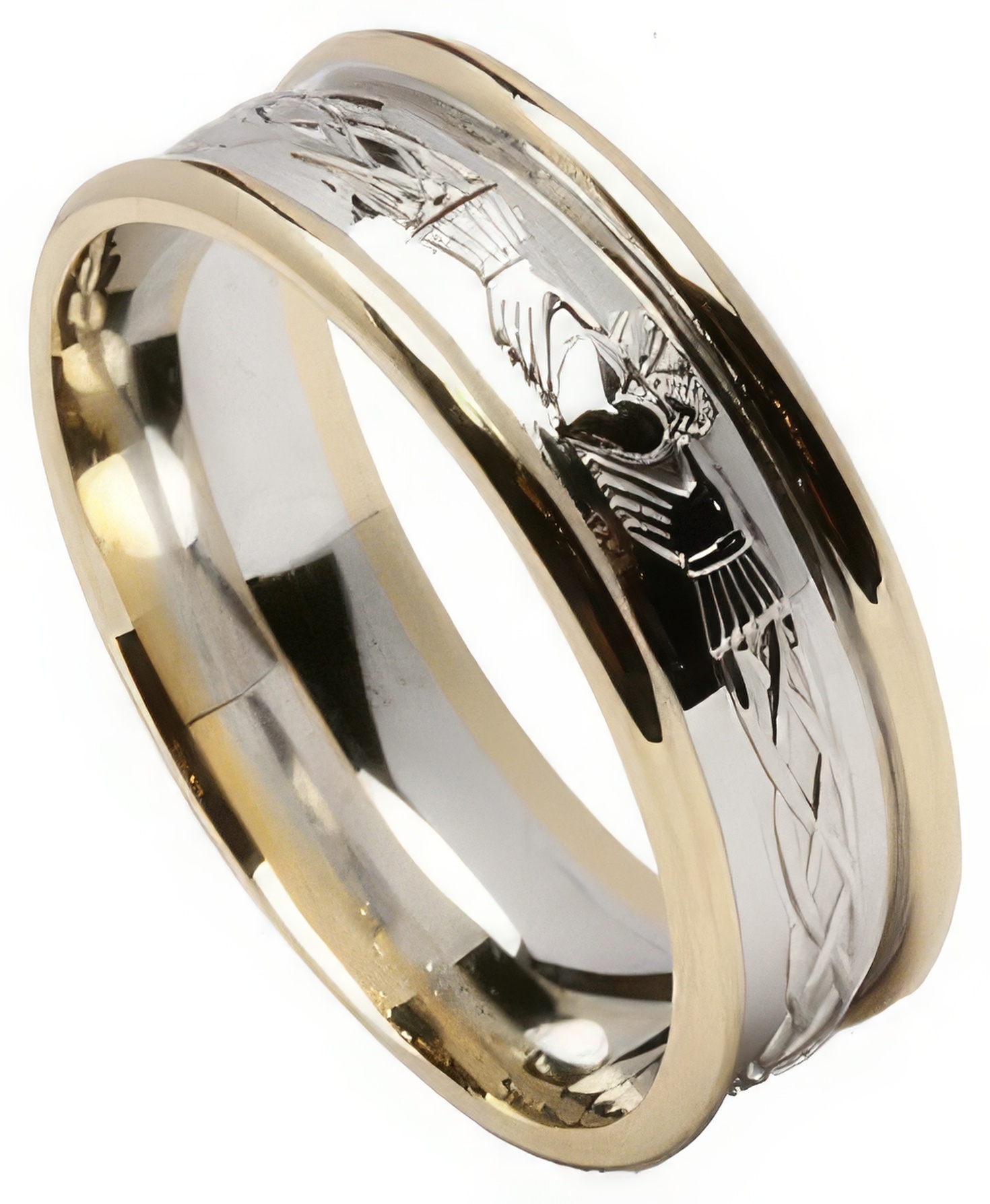 Claddagh and Celtic Knot Band with Trims