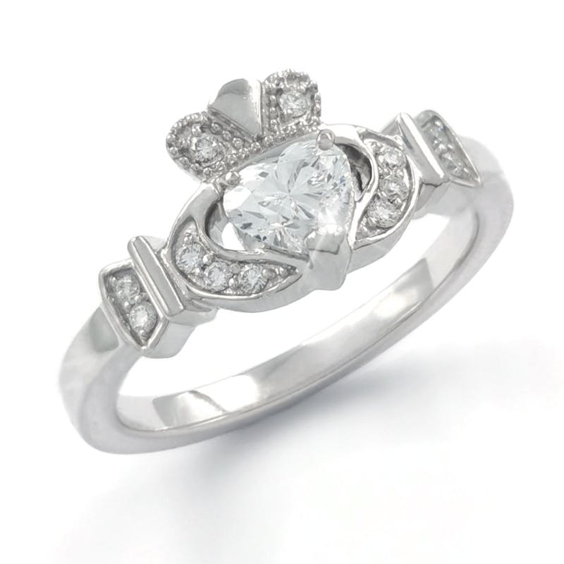 Classic Claddagh Ring with ct Diamond From Ireland