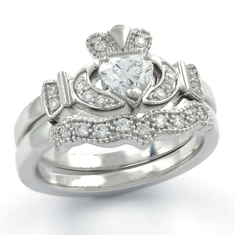 Luxurious Platinum Claddagh 0.50ct Lab Grown Diamond Engagement Ring For Women