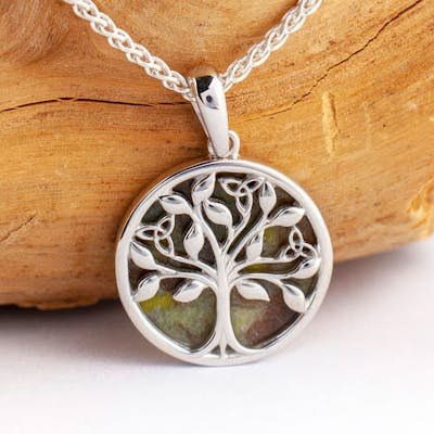Sterling Silver Connemara Marble Tree Of Life Pendant