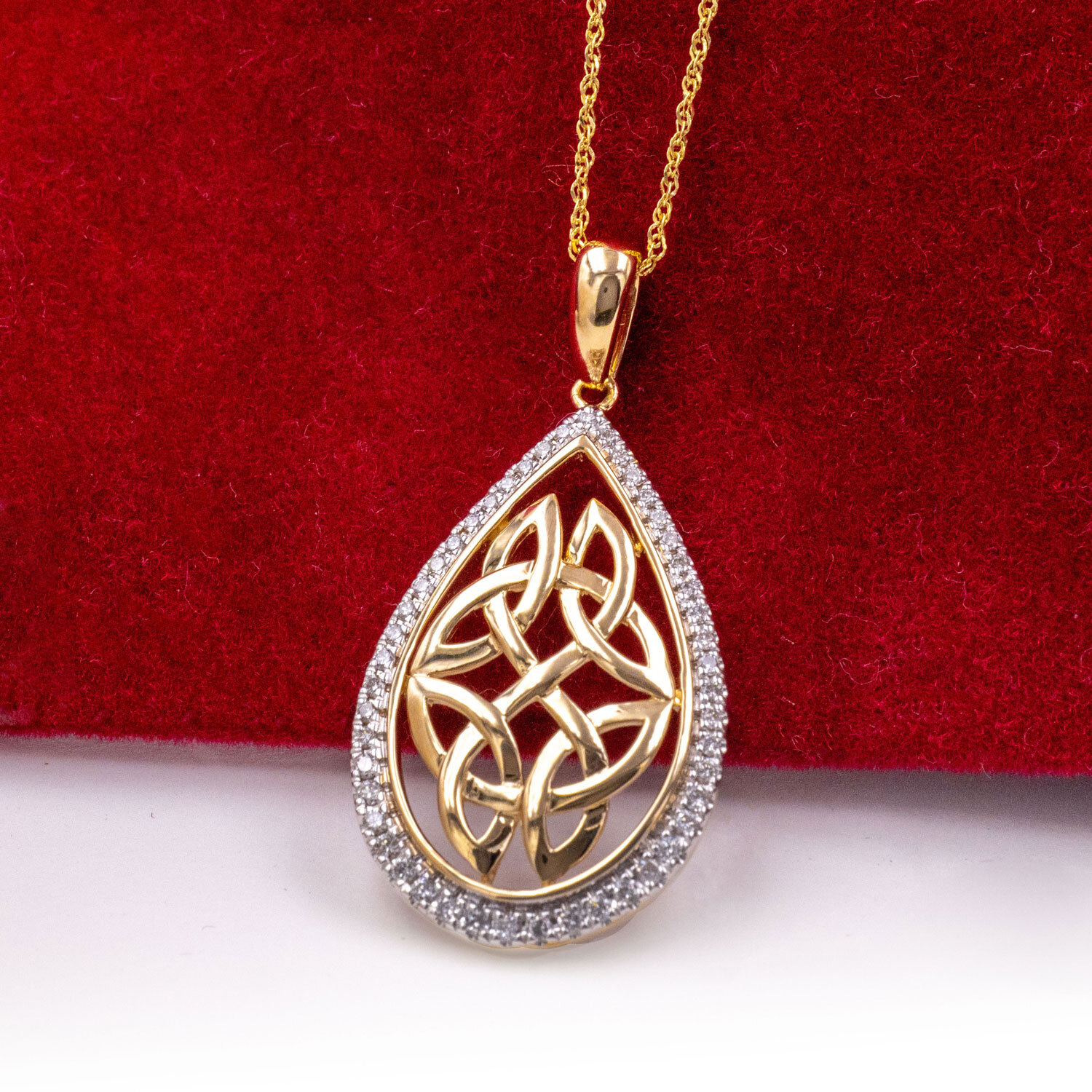 Diamond Tear Drop Celtic Knot Necklace From Ireland