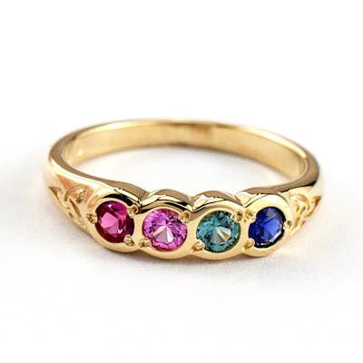 Gold Trinity Knot Birthstone Ring