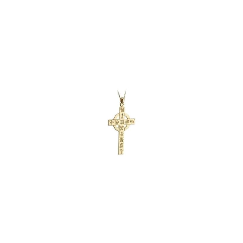 Small Celtic Cross Necklace in Real Yellow Gold