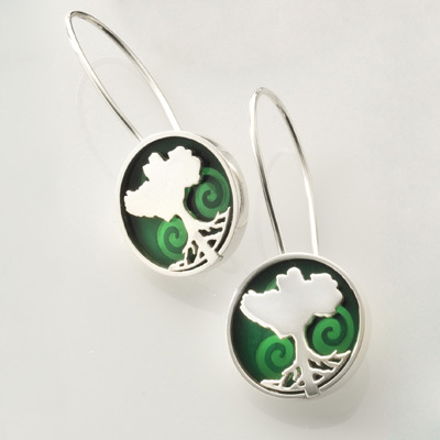 Womens Tree of Life Earrings in Sterling Silver