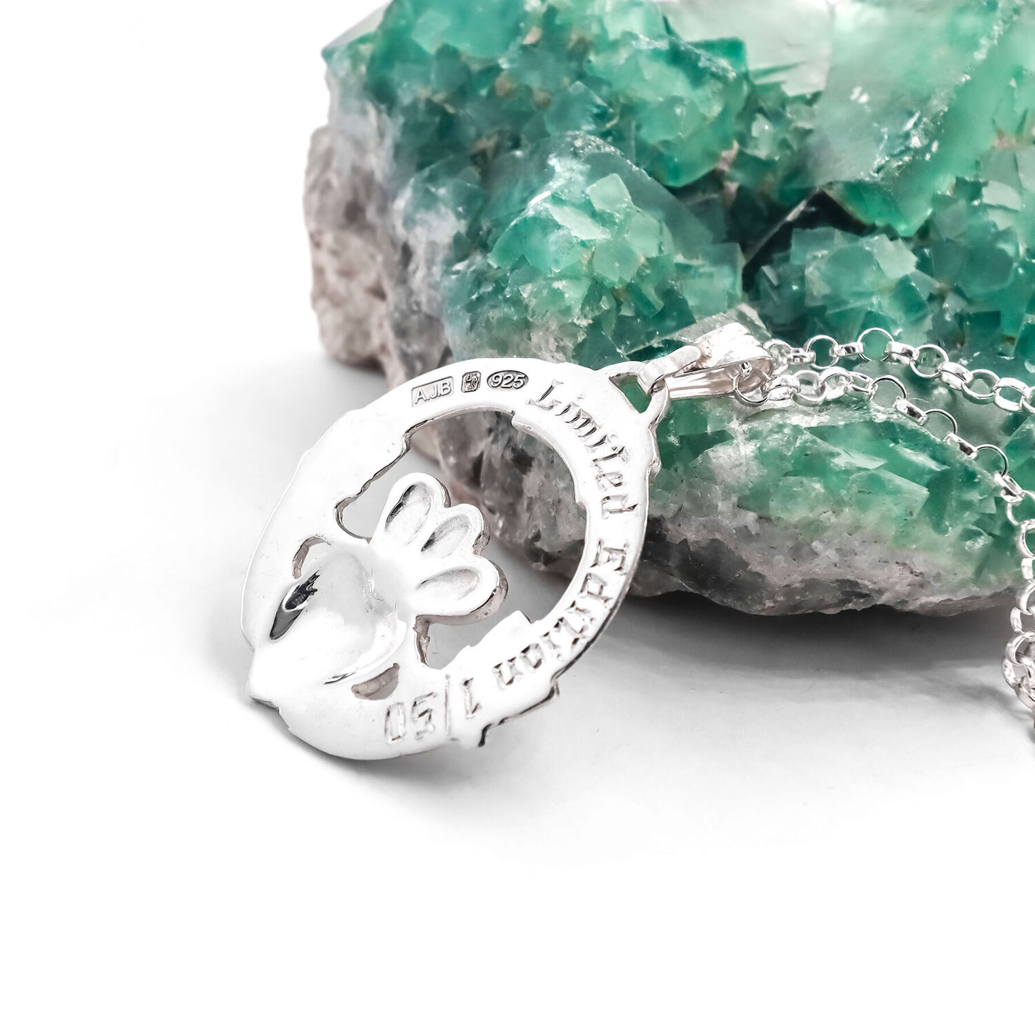 Large Attractive Sterling Silver Claddagh Necklace