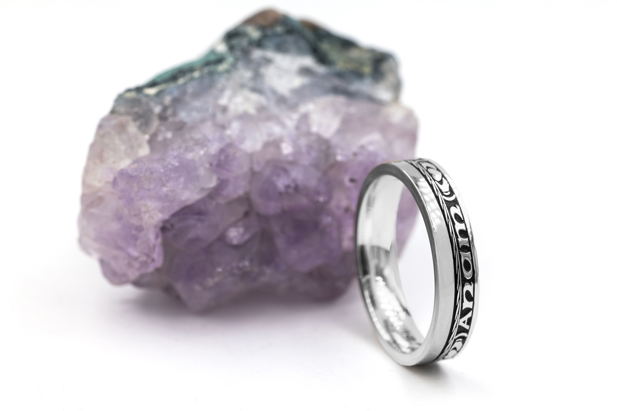 Oxidized Sterling Silver Mo Anam Cara & Gaelic 5.2mm Ring