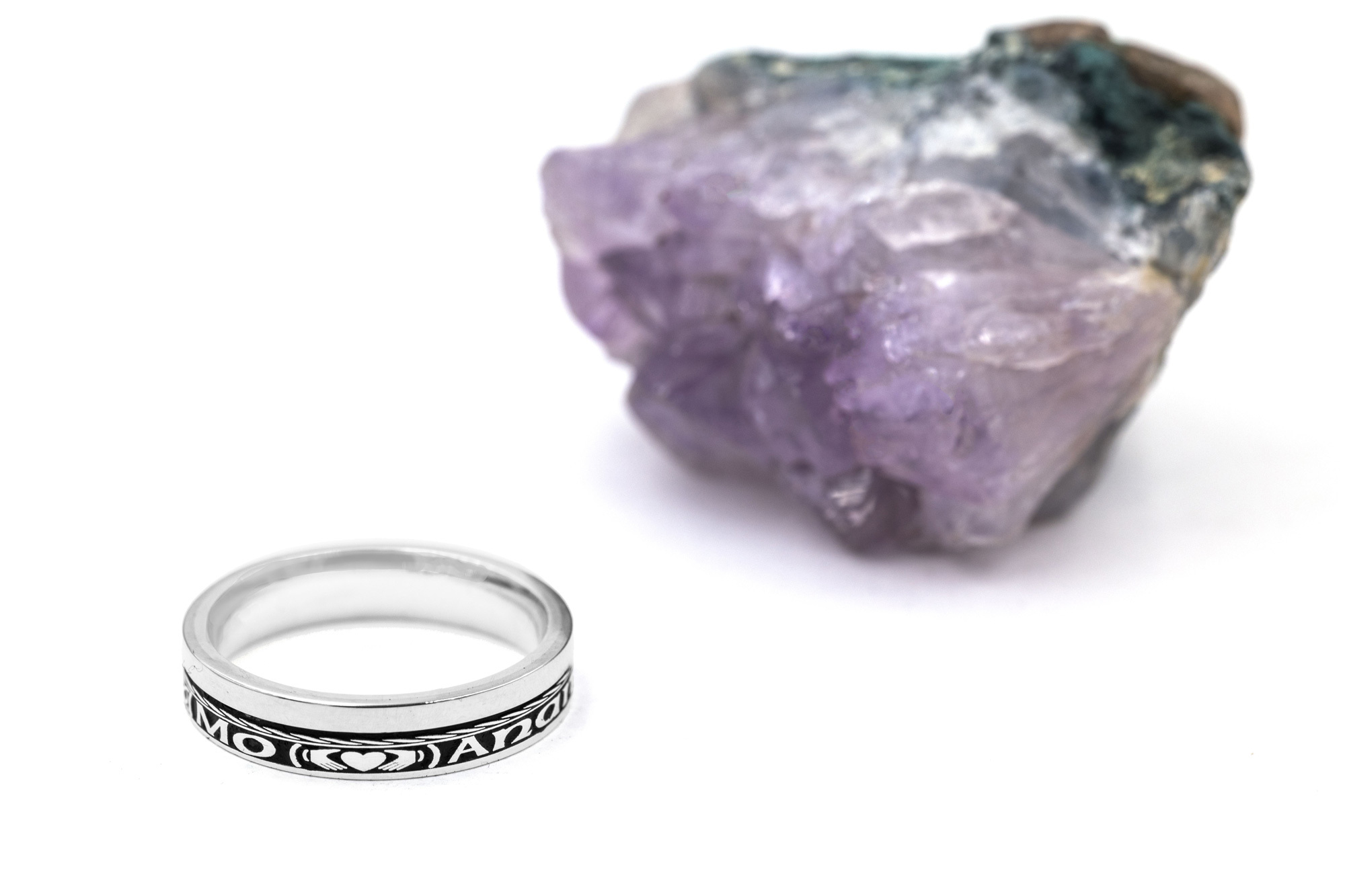 Striking Sterling Silver Mo Anam Cara 7.3mm Ring With a Oxidized Finish