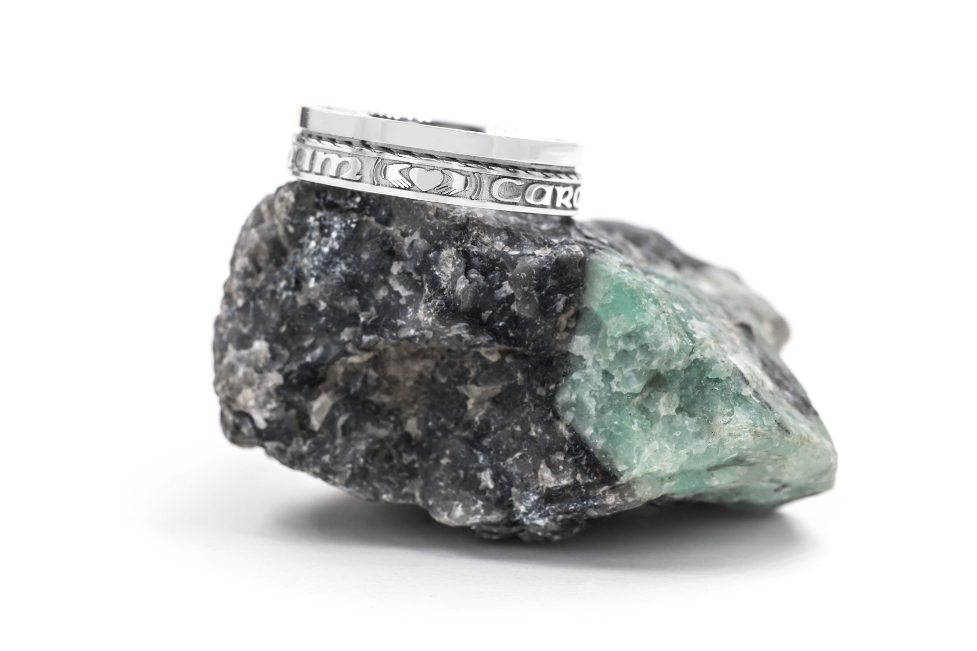 Luxurious White Gold Mo Anam Cara 5.2mm Ring With a Florentine Finish