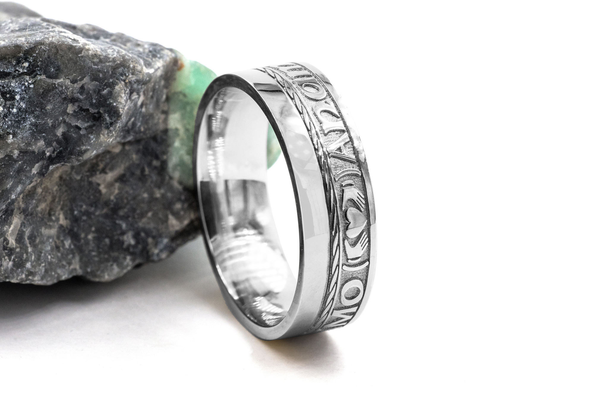 Real Florentine White Gold Mo Anam Cara 7.3mm Ring