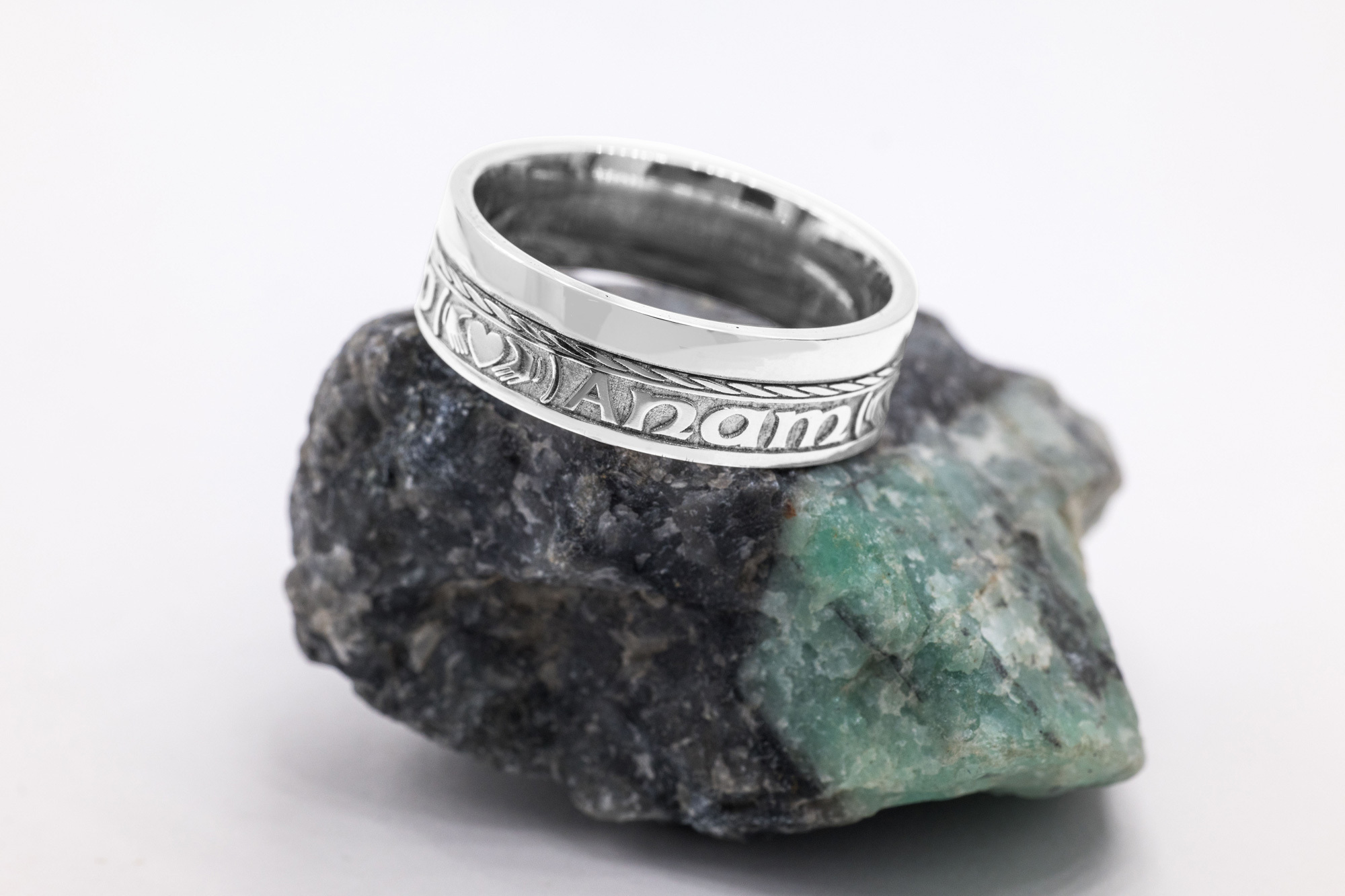 Florentine 14K White Gold Mo Anam Cara 7.3mm Ring