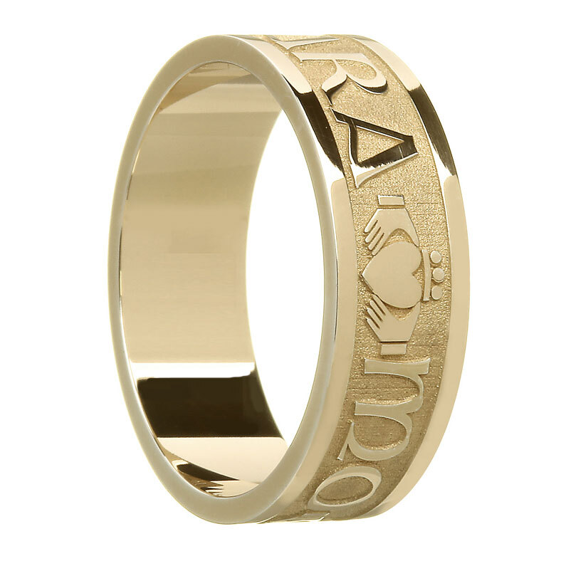 Mo Anam Cara & Claddagh Gift Set in Yellow Gold With a Florentine Finish