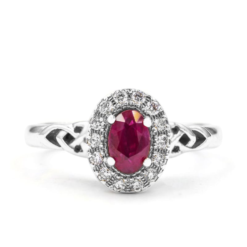 Womens Trinity Knot 0.50ct Natural Ruby Engagement Ring in White Gold