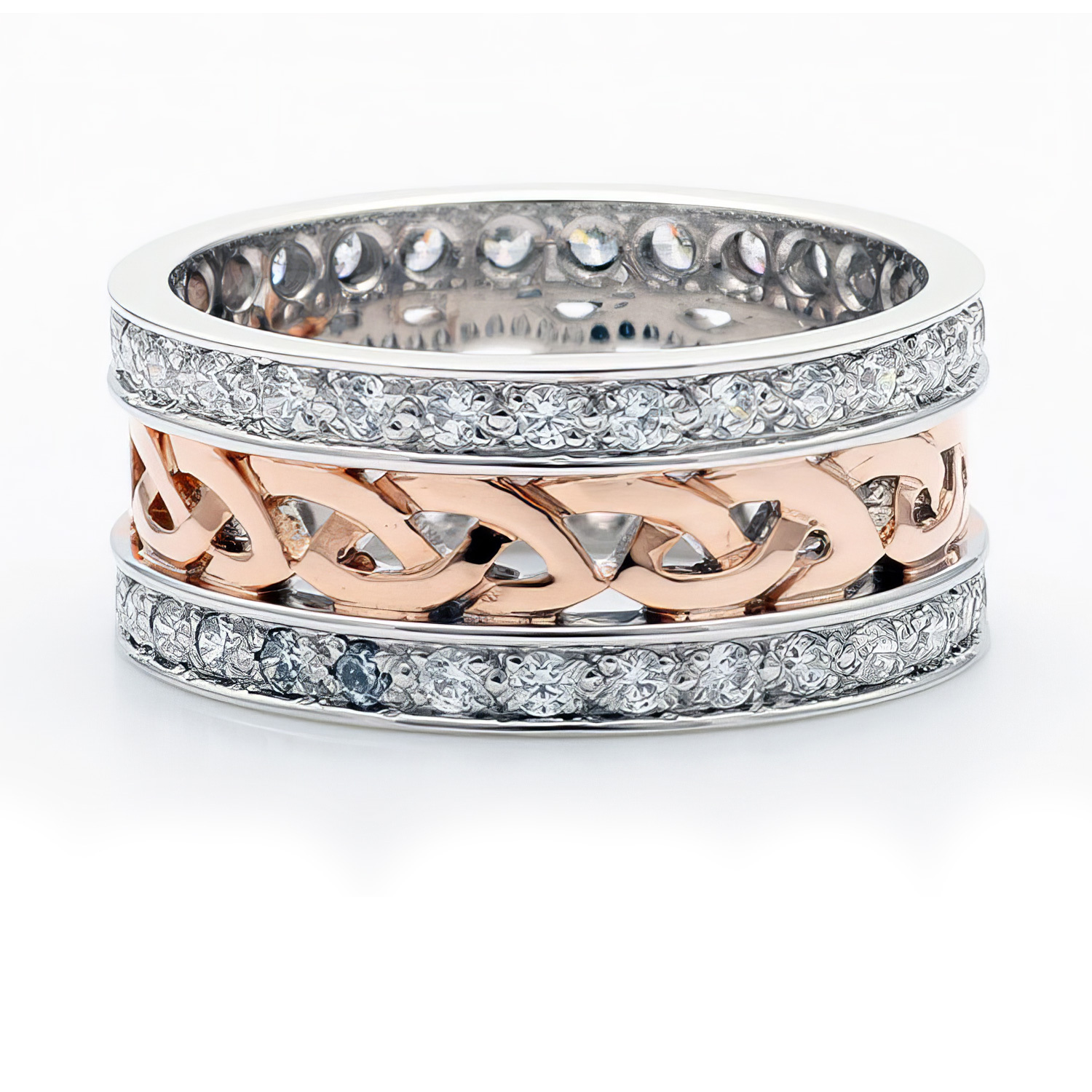 Celtic Knot Band with Diamond Set Trims