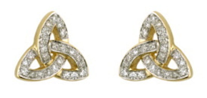 Womens Trinity Knot Earrings in Yellow Gold