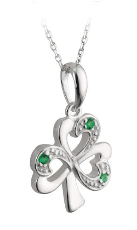 Womens Gorgeous Sterling Silver Shamrock Necklace