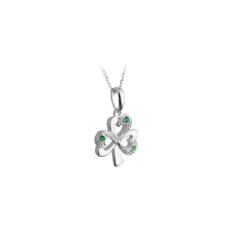 Womens Gorgeous Sterling Silver Shamrock Necklace